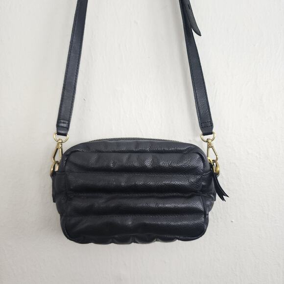 Madewell Transport Puffer Quilted Leather Camera Crossbody Bag Black - Picture 12 of 12